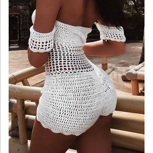 White crochet romper